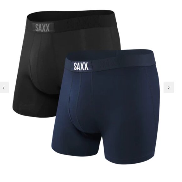 Saxx Ultra 2 pack Boxer Briefs Ultimate Comfort Navy & Black - Picture 1 of 3